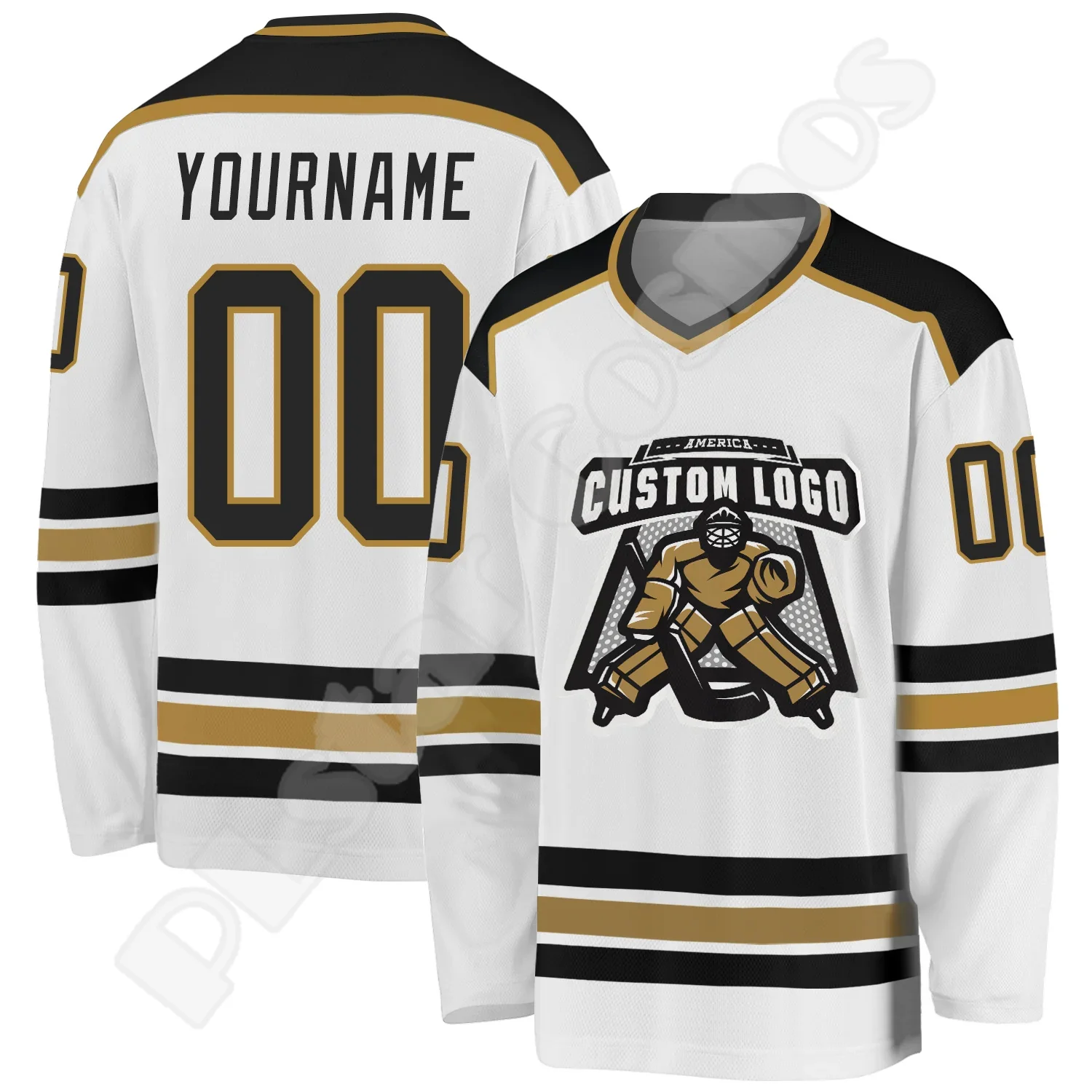 Camiseta de Hockey con nombre personalizado, Jersey colorido con logotipo del equipo y número, manga larga, Retro, Harajuku, sudaderas informales,