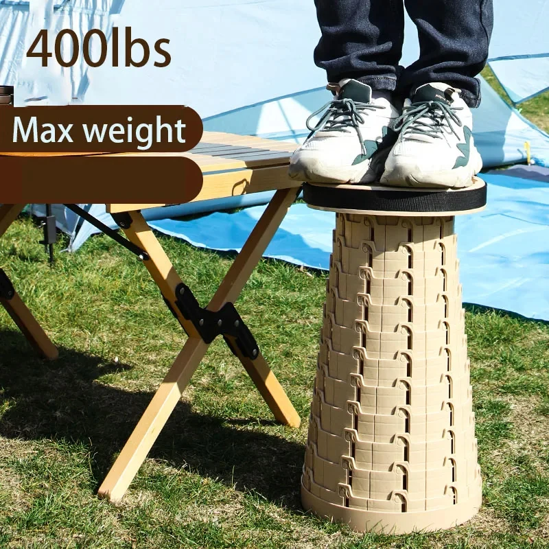 Telescoping Stool, Heavy Duty Upgraded Portable Folding Seat For Adults Camping,Hiking,Lightweight Stool Support 420LBS