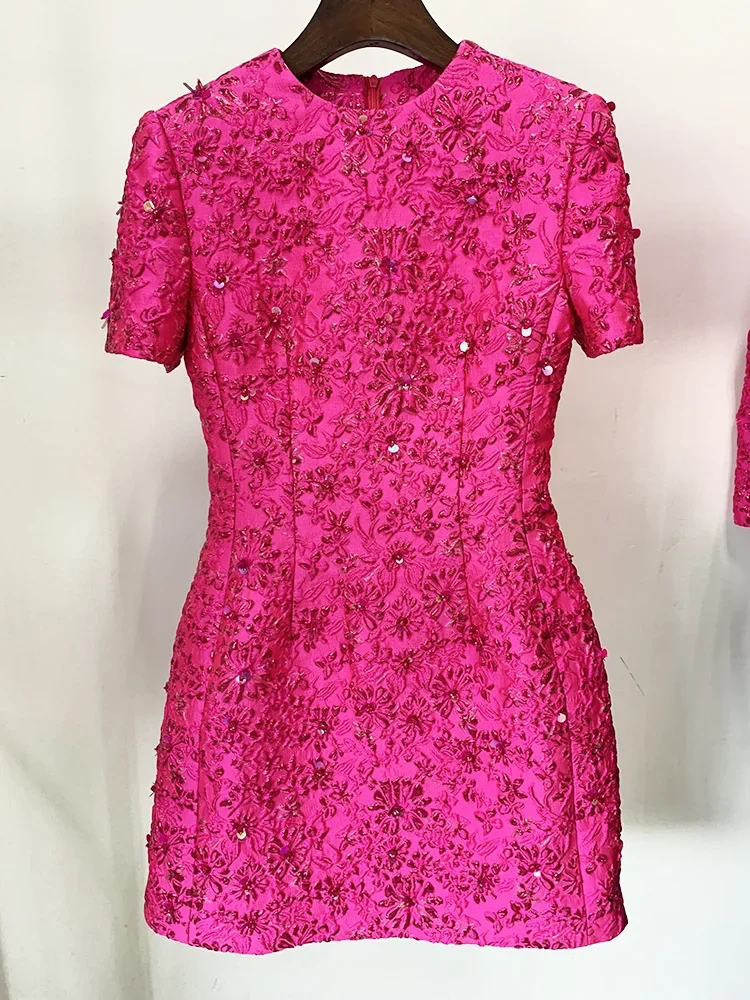 HIGH STREET Nieuwste 2026 Designer Mode Stijlvolle Jurk Dames Jurk met Kraaltjes en Bloemige Jacquard Bies - afbeelding 2