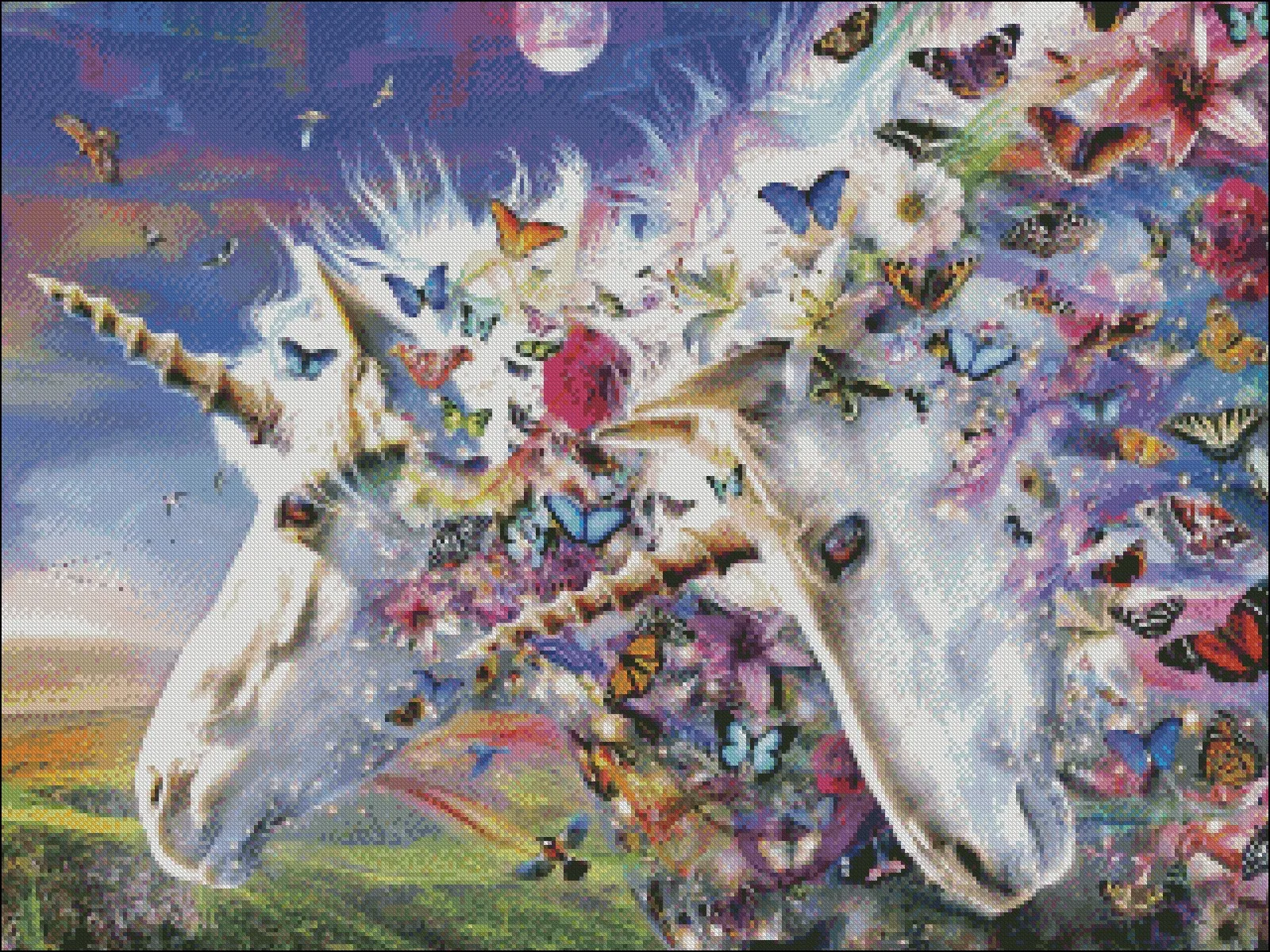 Unicorns & Butterflies - Counted Cross Stitch Kits - DIY Handmade Needlework Embroidery 14 CT Aida Sets DMC Color