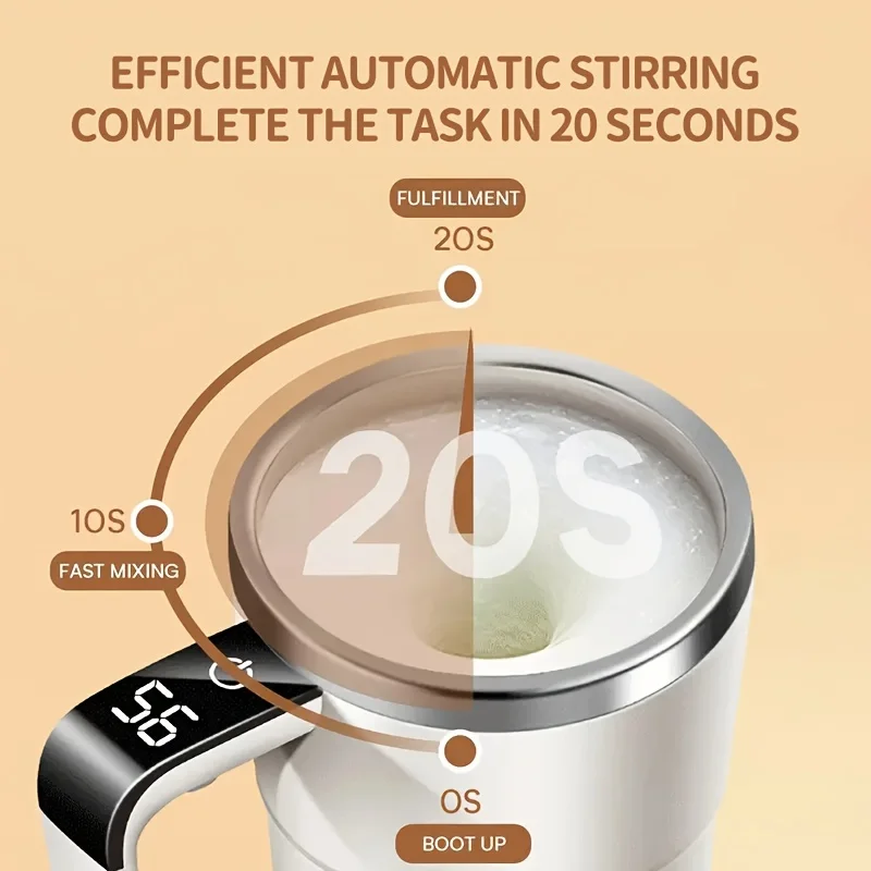 380ML Electric Coffee Self Mixing Mug IP67 Waterproof Coffee Stirring Mug USB Charging Digital Display Automatic Magnetic Cup image 2