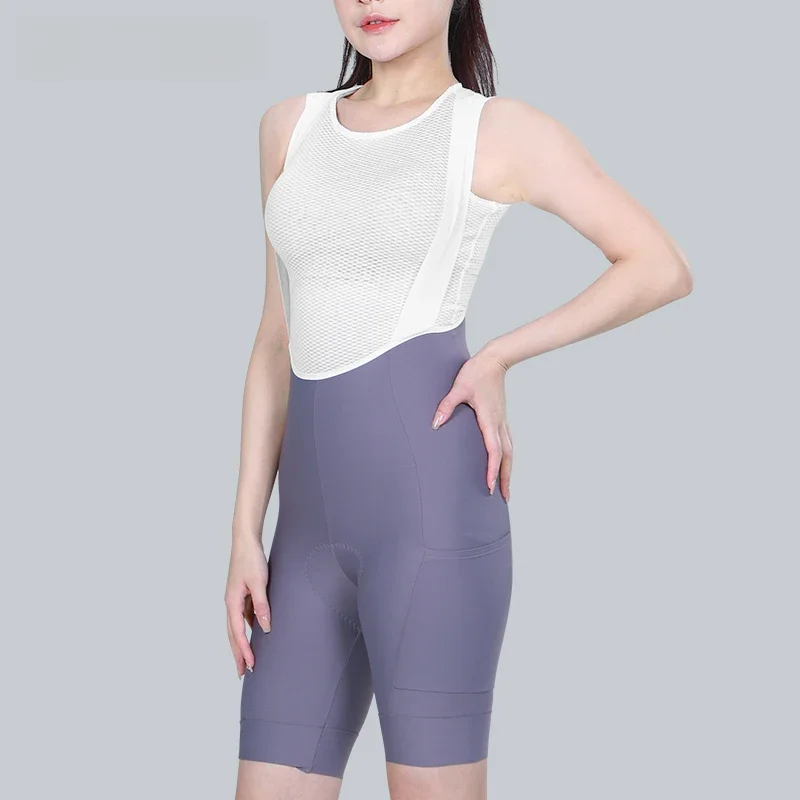 AliExpress INBIKE Women's Cycling Bib Shorts Solid Color Women's Gel Bib Cycling Shorts Long Cycling Riding Shorts with Side Pockets