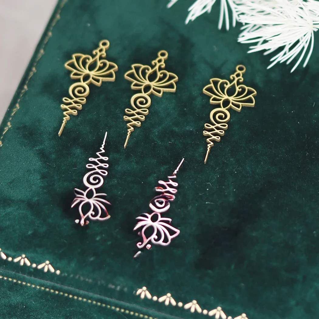 3 sztuk wykwintne Yogo kwiat lotosu linia DIY kolczyki wisiorek ze stali nierdzewnej Charms do tworzenia biżuterii naszyjnik kobiety akcesoria — zdjęcie 2