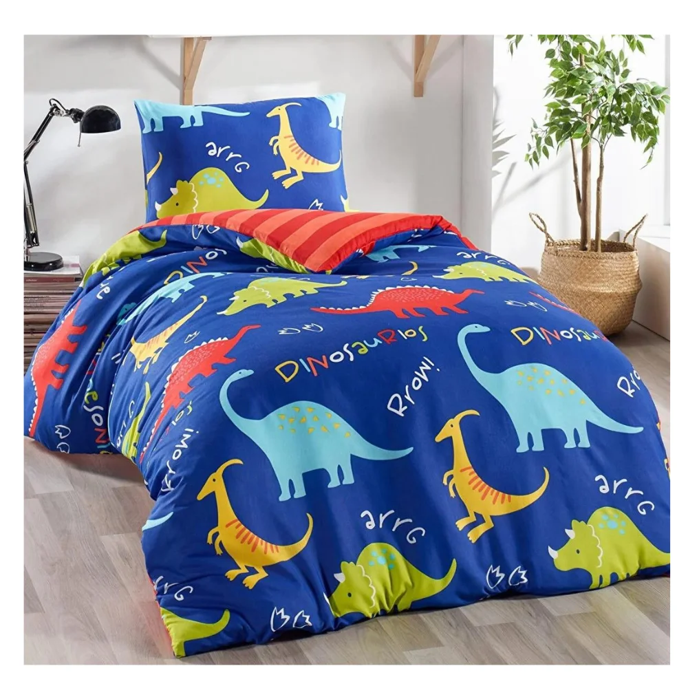 Júnior conjunto de capa de edredão única personalidade dinazorus Design Boy's Room Gift Bed Quilt Pillow 2023