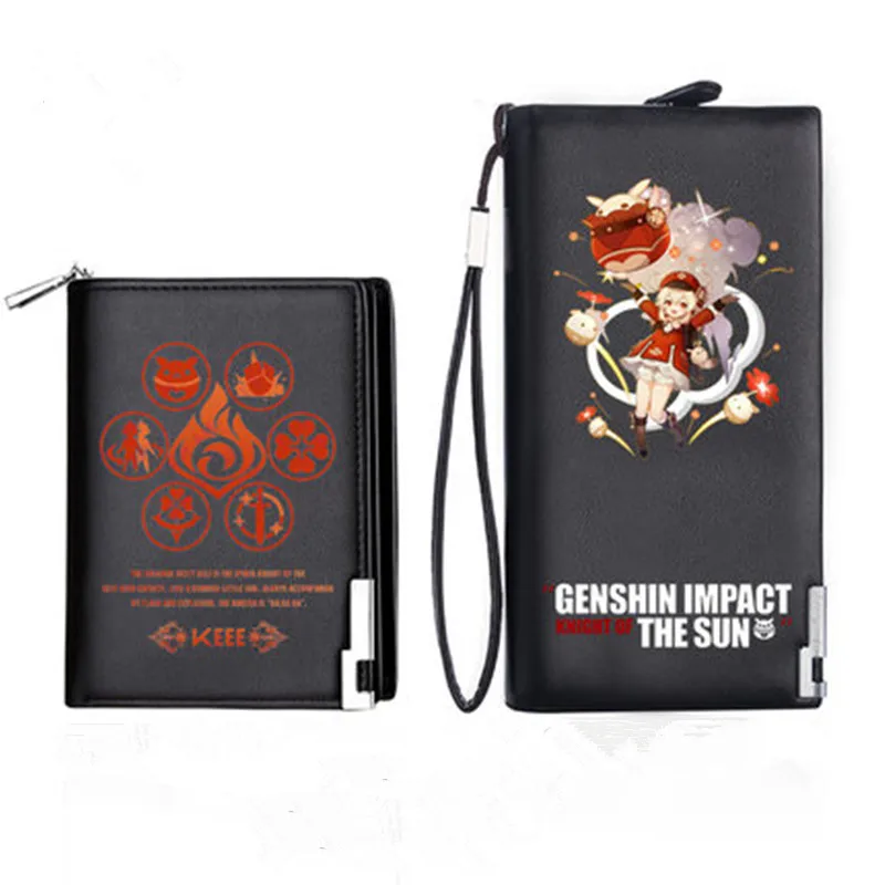 Genshin Impact Klee Zhongli Xiao Cosplay PU Leather Student Coin Purse Anime Folding Wallet Men Women Game Fashion Notecase Gift