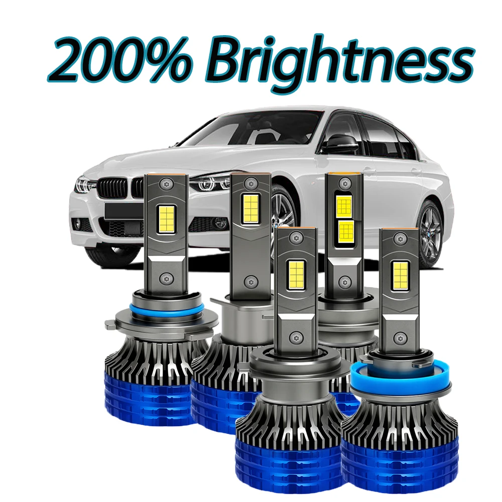 Lampu Depan LED 150W 20000LM H4 H7 6000K Putih Lampu Depan H1 H11 LED 9005 HB3 9006 HB4 Bohlam Lampu Mobil Dengan tabung tembaga ganda