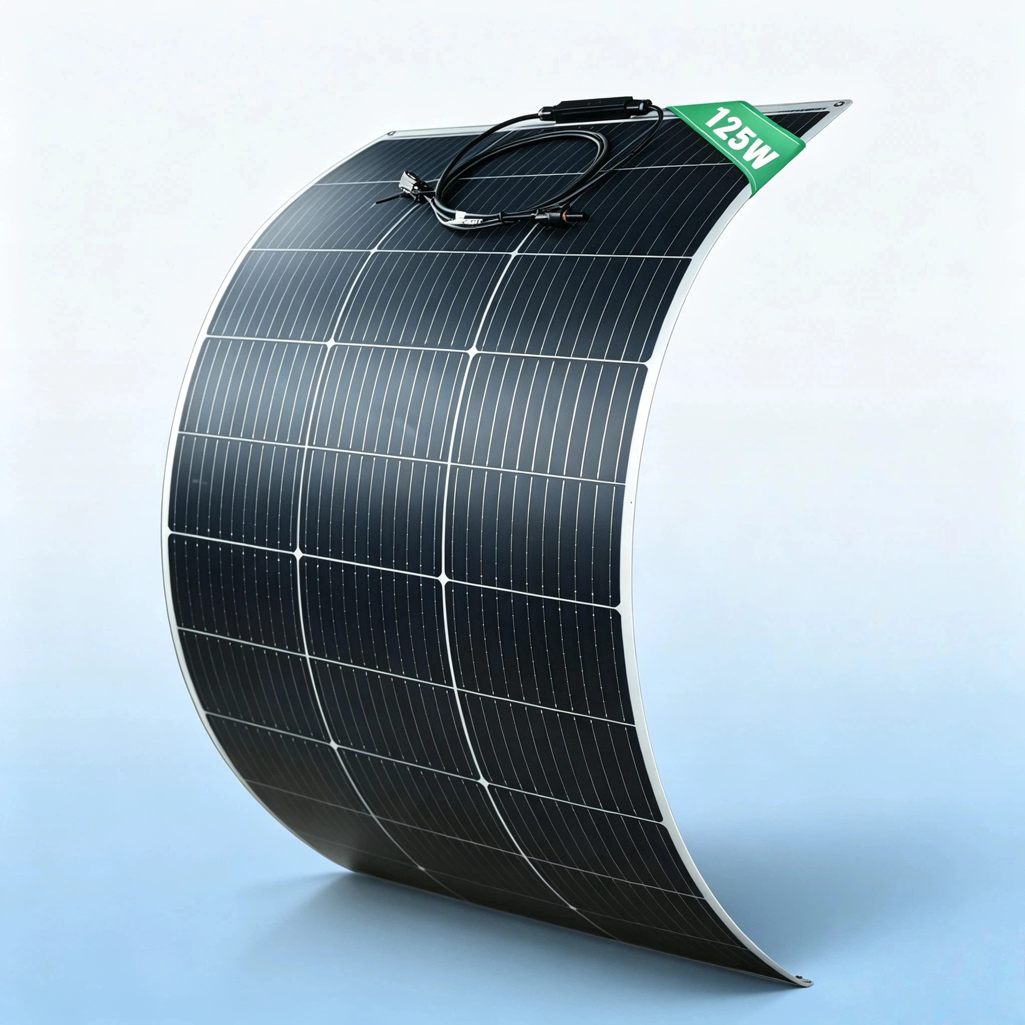 Image of 125W Flexibles Solarpanel Monokristallin 18V IP67 Wasserdicht Leichtgewicht für Wohnmobil Boot Camping Netzunabhängiges Batterieladegerät