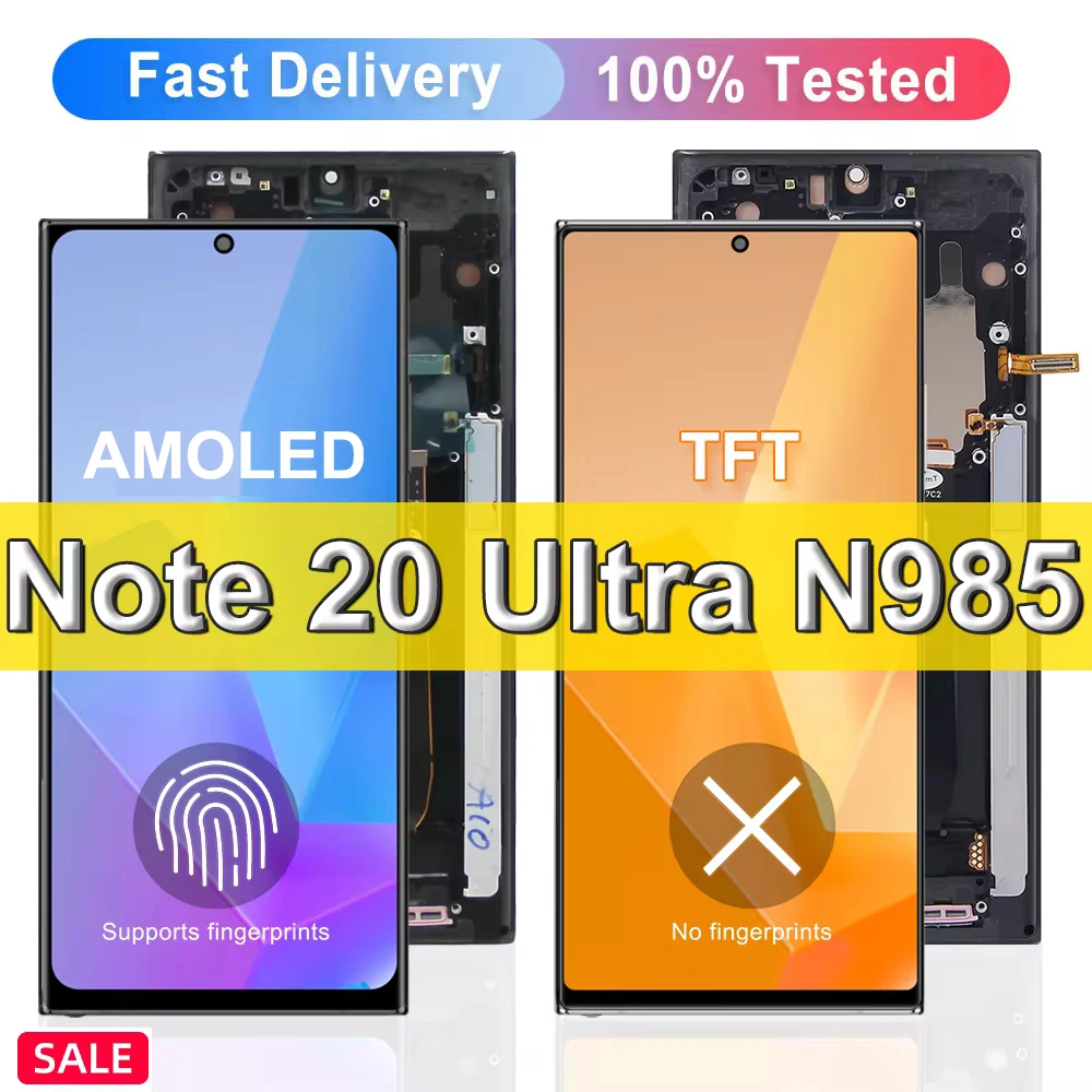 

Note 20 Ultra Super AMOLED TFT Screen For Samsung Galaxy Note20 Ultra N985F N986B Lcd Display Digital Touch Screen Parts +Frame