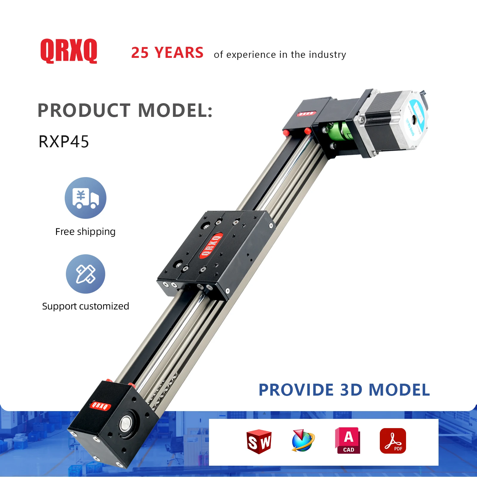 

Qrxq Rxp45 Guide Rails 400mm 500mm 600mm High Precision And High Speed Micro Gantry Numeric Cnc Parts Linear Actuator