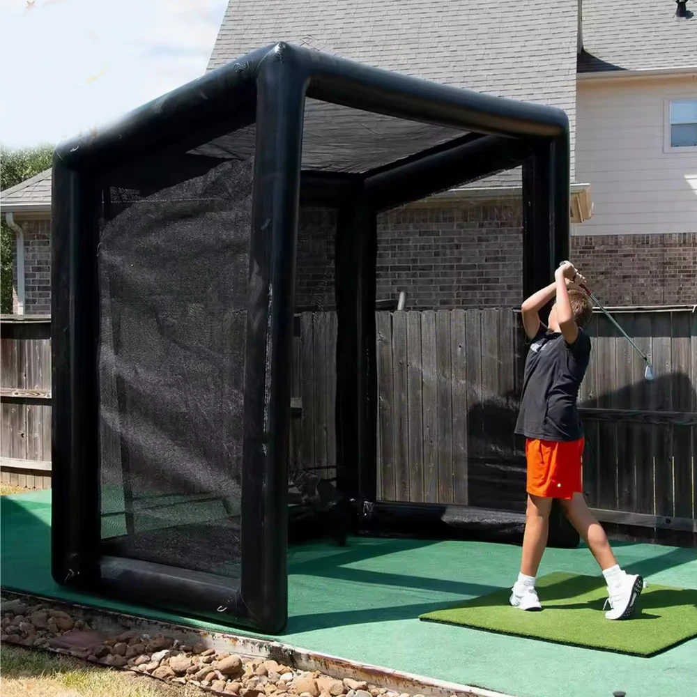Tenda da tiro gonfiabile per proiettore con simulatore di golf gonfiabile in PVC da 20/10 piedi con rete per pompa per sport, attività