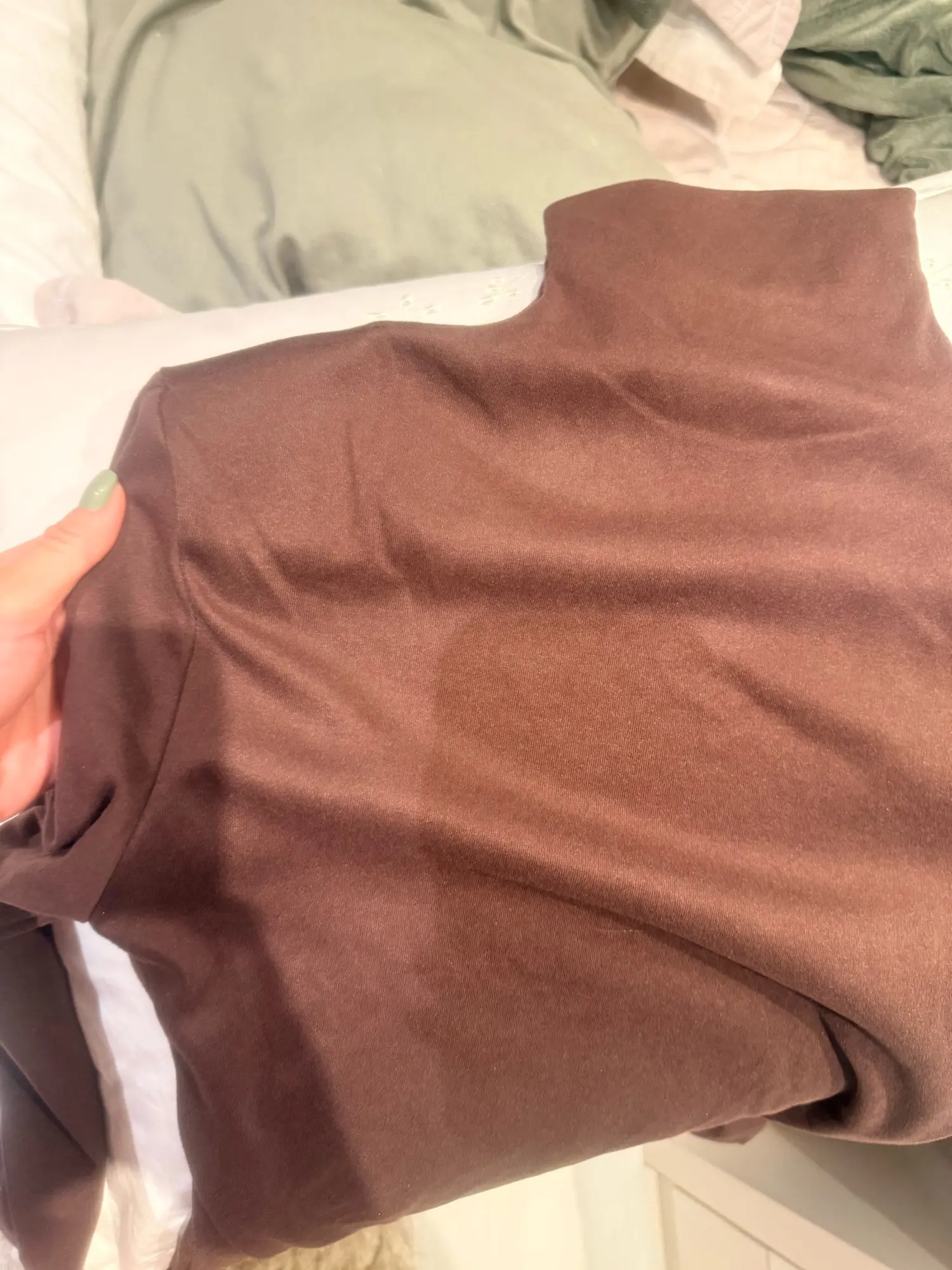 Women's High Neck Long Sleeve Top 2026 Spring New Korean Minimalist No Cuff Sleeve Design Structured Shoulder Slim Fit Knitwear photo review