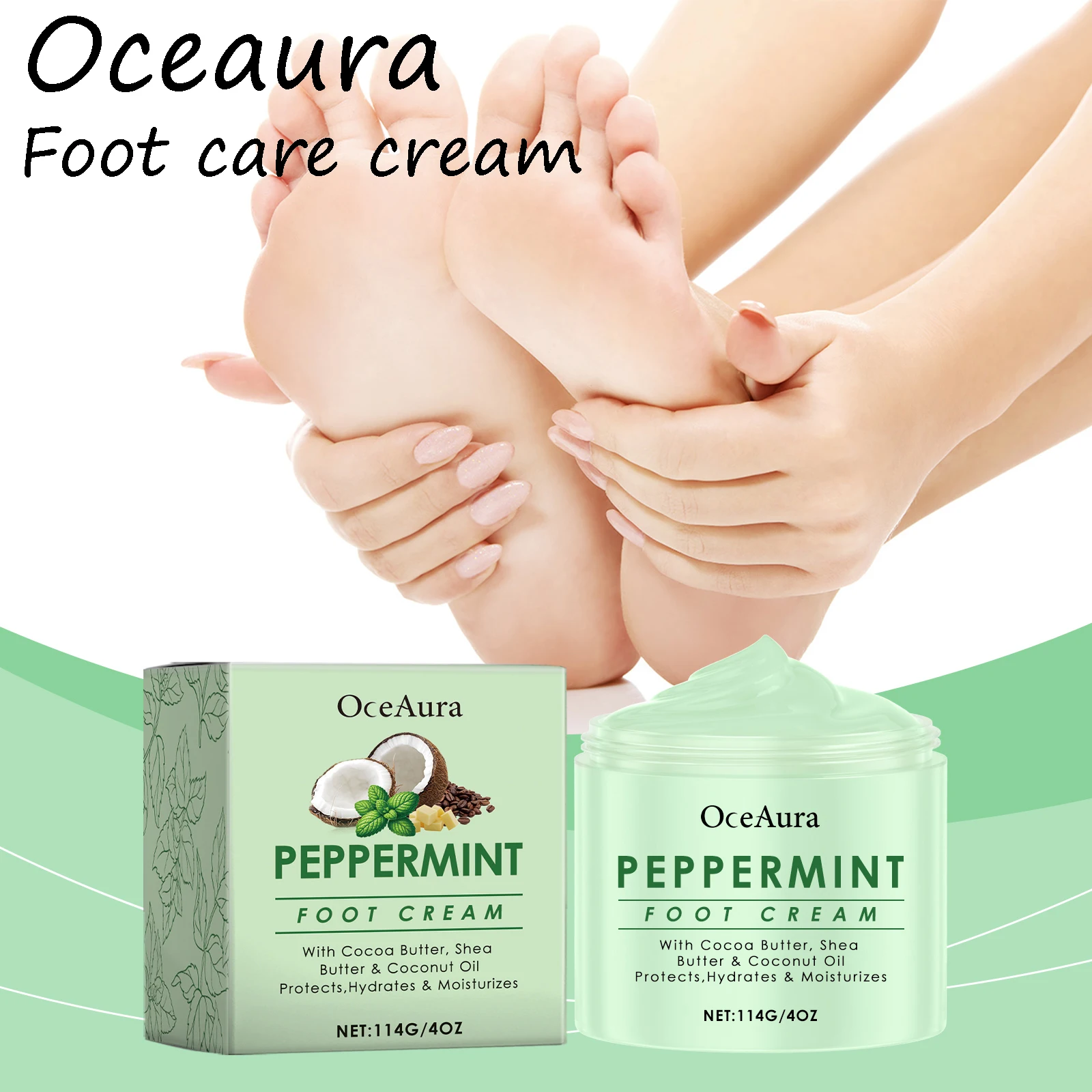 Oceaura Mint Foot Cream Daily Hydrating Reduce Roughness Remove Dead Skin Nourishing Relief Discomfort Foot Exfoliating Cream