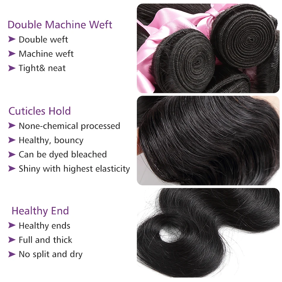 Body Wave 28 36 Inch Bundles Brazilian Remy Virgin Unprocessed Human Hair Water Wave Extensions 3 4 Bundles Deals Double Wefts