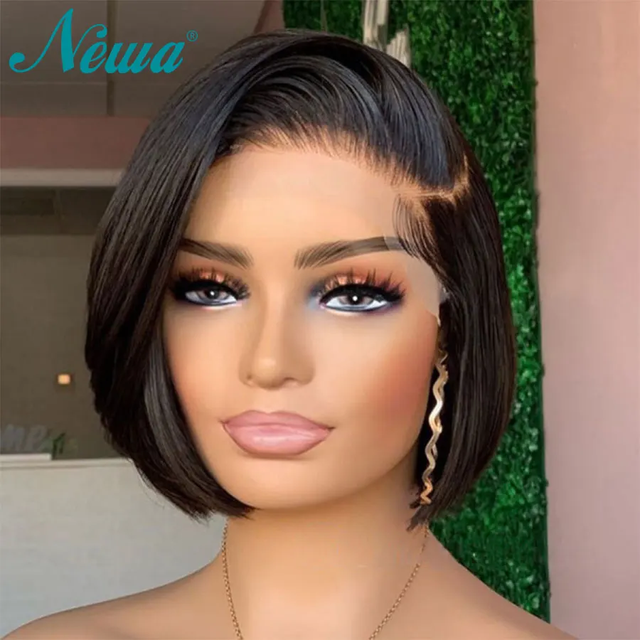 

Newa Hair Short Bob Wig Lace Front Human Hair Wigs For Women Big Sale 13x6 Lace Frontal Wig Pre Plucked Remy Hair Straight Wig