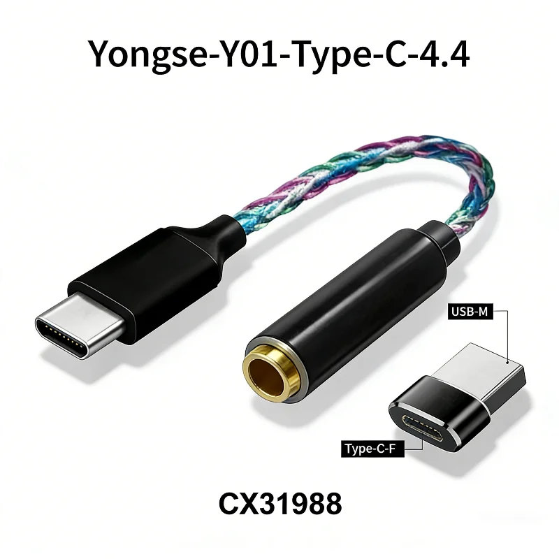 Cable para auriculares YONGSE Y01 DAC tipo C Lightning CX31993 128dB SNR, THD+N 95dB de calidad de estudio para audiófilos iOS/Android