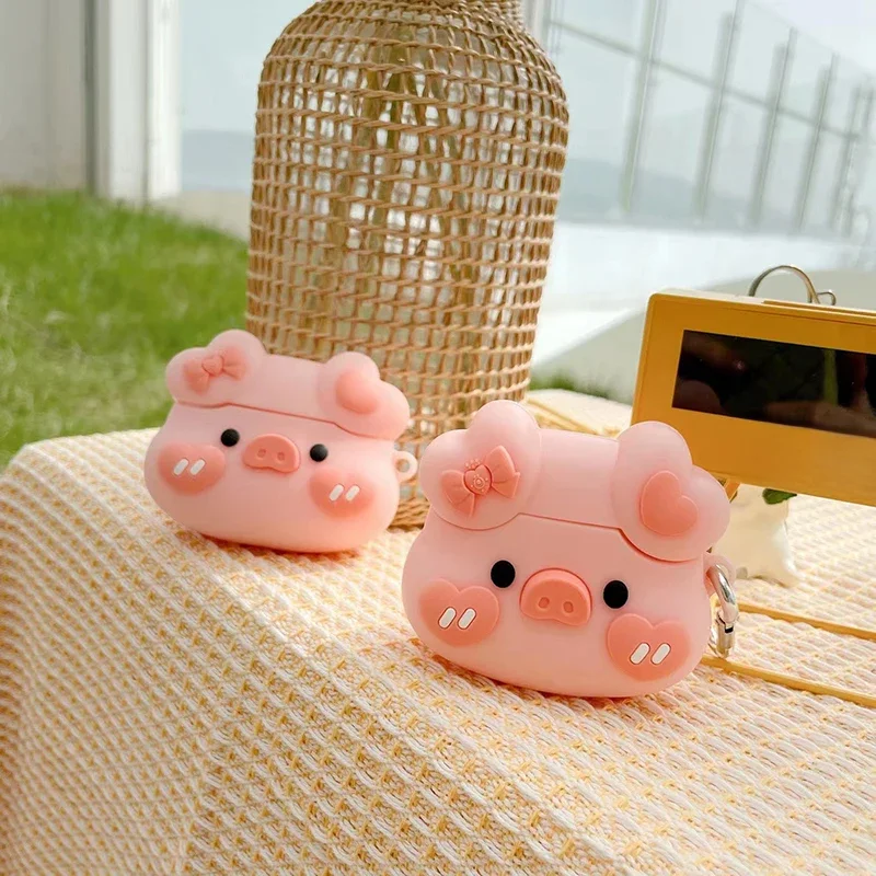 Coque Airpods 1 2 3 en forme de cochon rose, étui en silicone pour Airpods Pro 2, Coque fontaux pour boîte de chargement Airpods Pro, dessin animé mignon 3D