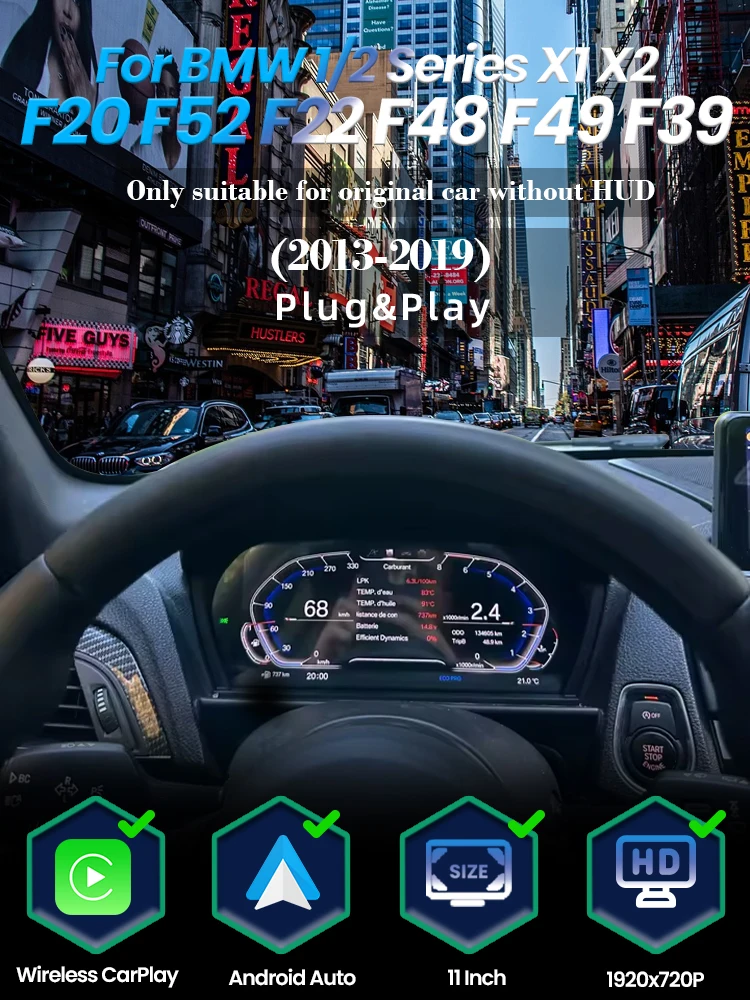 BONROAD LCD Digitale Instrumentenpaneel CarPlay Android Auto Voor BMW 1/2 Serie F20 F21 F52 F22 X1 F48 F49 X2 F39 Dashboard Panel - afbeelding 2