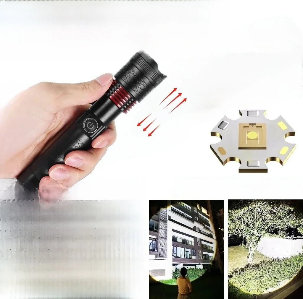 99000 Lumens 500W High Power LED Flashlight Rechargeable Torch Outdoor Tactical Flashlight Camping Emergency Fishing Lantern