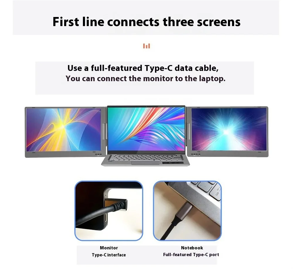 14 "monitor retroiluminado lcd portátil hd dupla tela tripla fhd ips série de jogos sub extensor notebook tela de expansão para computador