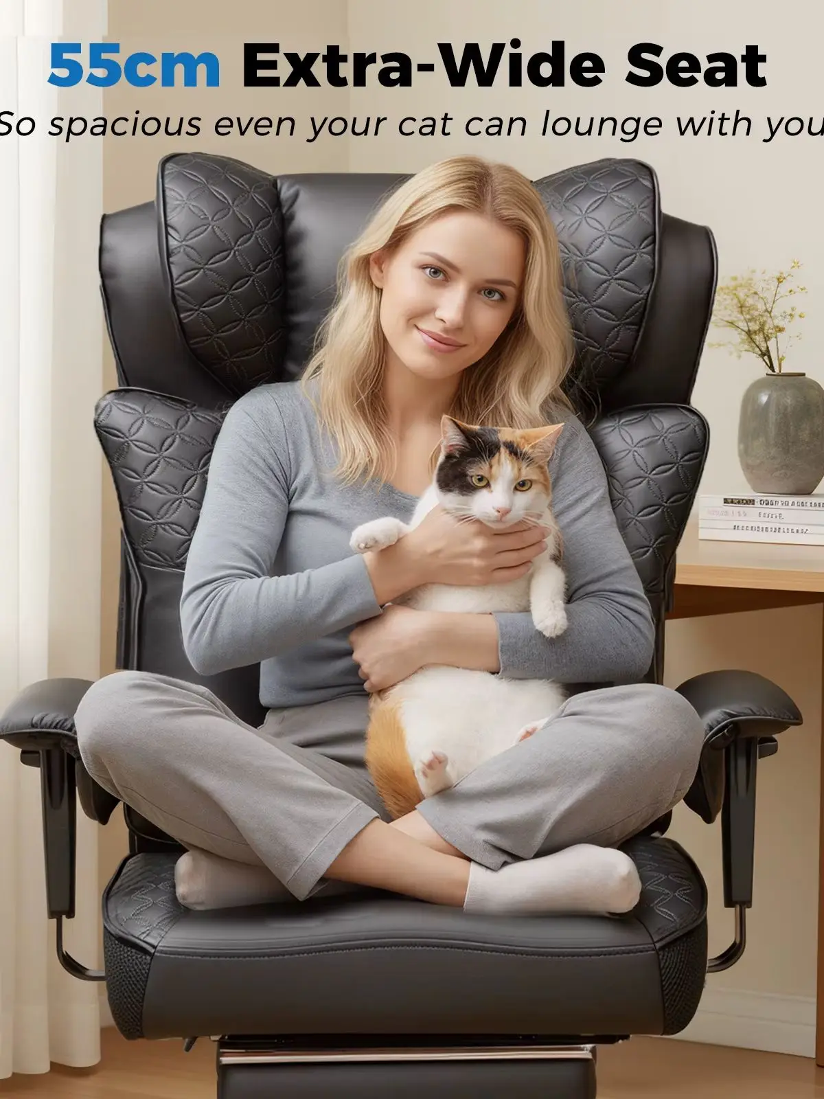 GTPLAYER Gaming Stuhl, Ergonomischer Bürostuhl mit Fußstütze für Große und Schwere Personen, 150° Verstellbare Rückenlehne & Weiche Armlehnen, Computerstuhl Chefsessel für Büro & Gaming, PU