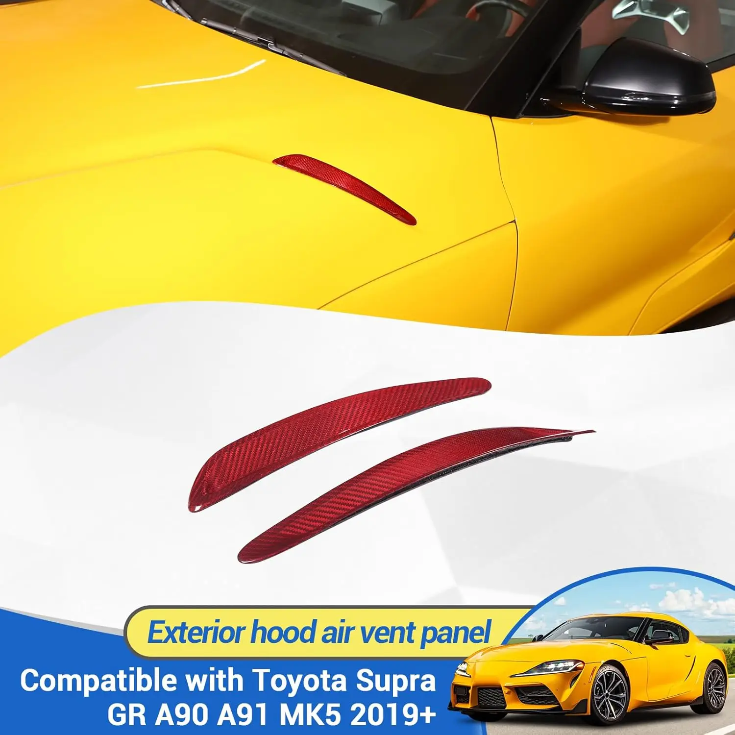 

Hood Ventilation Air Intake Decorate Frame Trim For Toyota GR Supra A90 A91 MK5 Dry Carbon Fiber 2019-2025 Cover Accessories