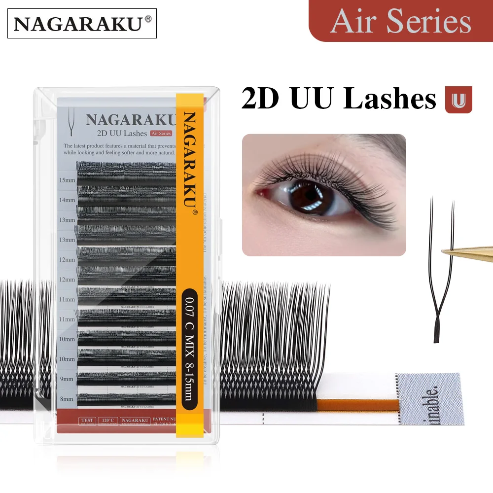 NAGARAKU 10 Packungen U-Form YY 2D UU Weiche Leichte Natürliche Wimpernverlängerungen Parallele Make-up-Zubehörteile – Detail 1
