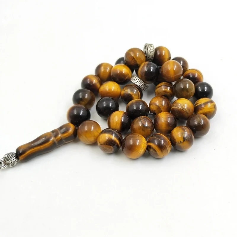 Natural Tiger eye stone tasbih Arwen Pendant Muslim man misbaha prayer beads bracelet Arabic fashion Rosary