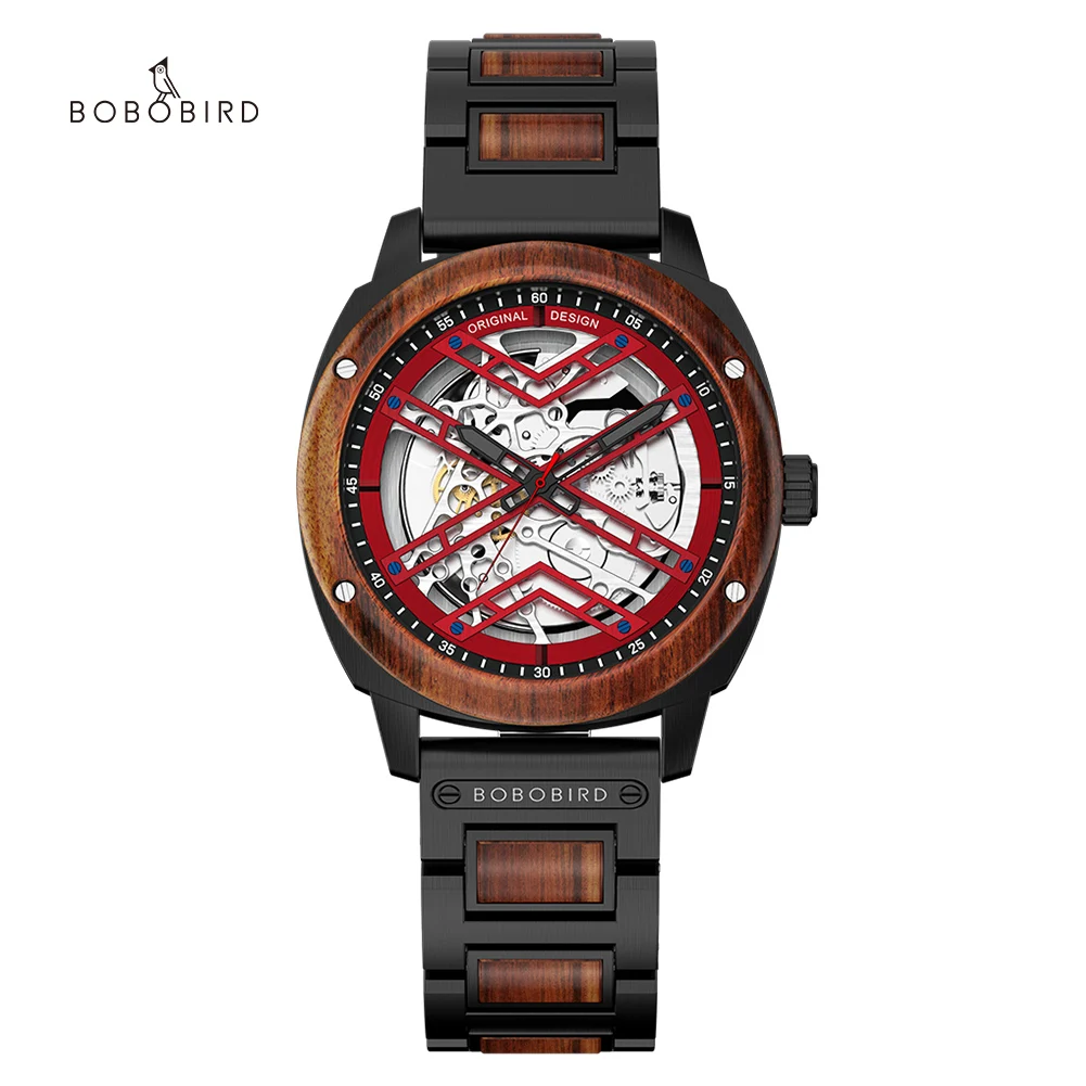 

Automatic Mechanical Watch BOBO BIRD Top Fashion Luxury Men Wooden Metal Wristwatch Cool Gift Watch Logo Custom Box reloj hombre