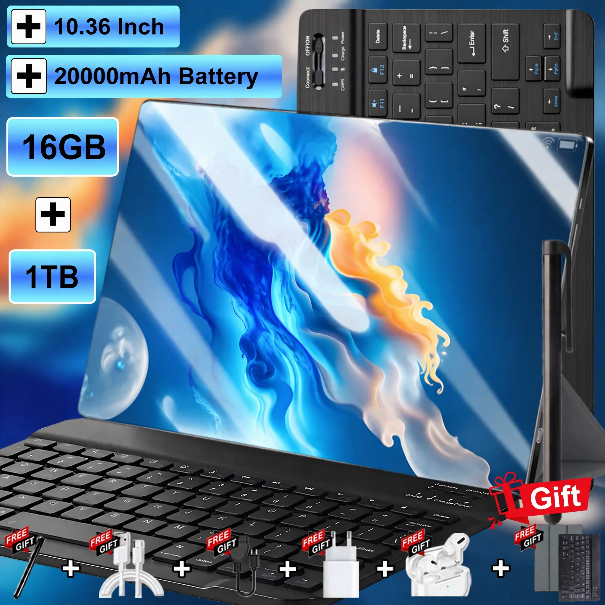 Nueva Tablet Android 13 Modelo 2026, Pantalla de 10.36 Pulgadas, Batería de Gran Capacidad de 20000 mAh, Procesador de 14 Núcleos, 16 GB +