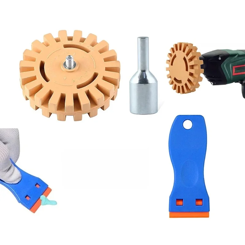 Narzędzie do naprawy samochodów 20mm Środek do usuwania naklejek z tarcz polerskich 1/4" Gumowa gumka z trzpieniem do samochodowych naklejek i kalkomanii — zdjęcie 2