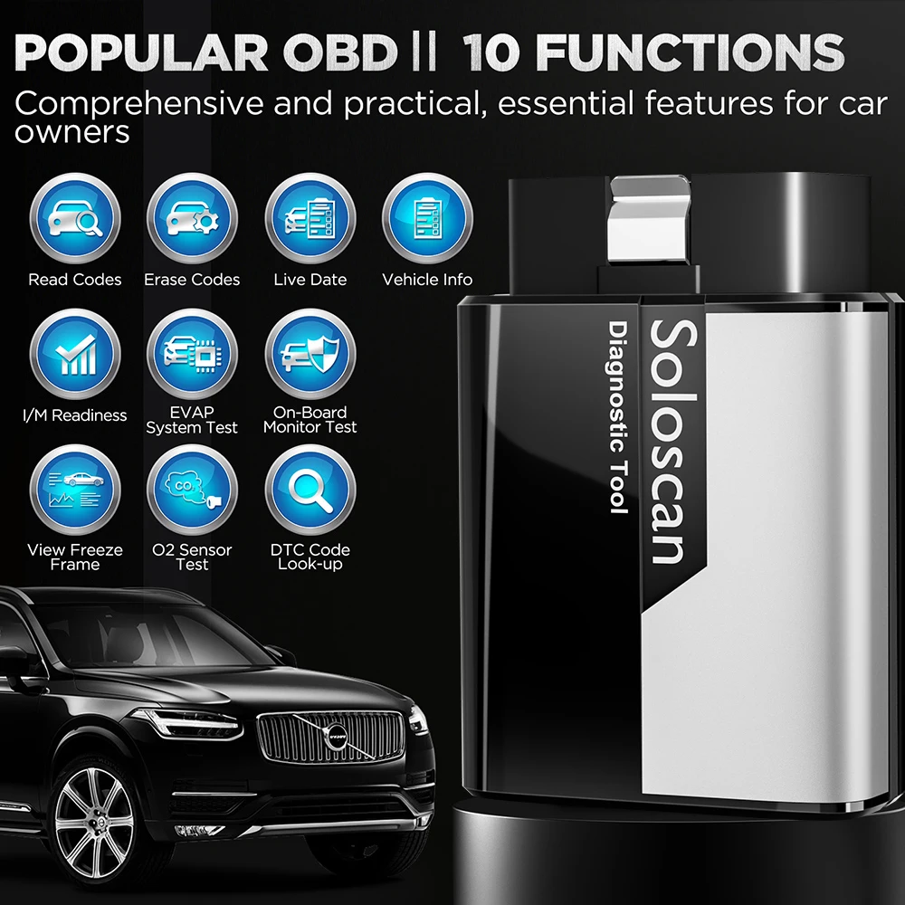 ماسح ضوئي KINGBOLEN Soloscan Obd2 مزود بتقنية البلوتوث، ثنائي الاتجاه 20+ أداة مسح تشخيص السيارة لبنز/BMW/Audi/GM مجانًا مدى الحياة #5