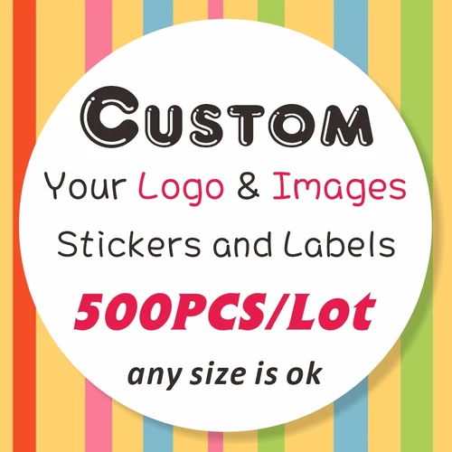 500 Uds pegatinas personalizadas y logotipo personalizado caja de regalo de cumpleaños de boda pegatinas DIY tus propios pegatinas pegatinas personalizadas