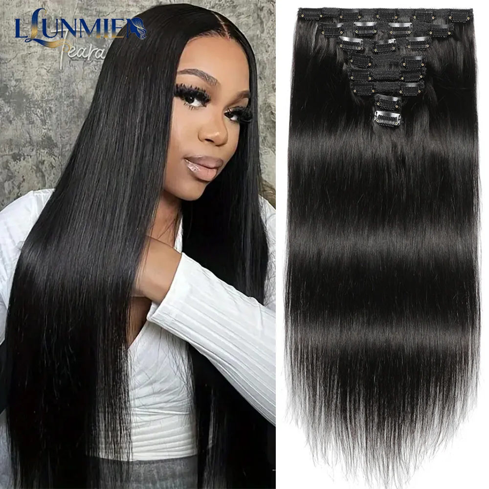 Extensions à Clips En Tissage Cheveux Humains Lisses Pour Femmes,Bundles Human Hair Extensions Cheveux,Meche Ceveux à Tresser