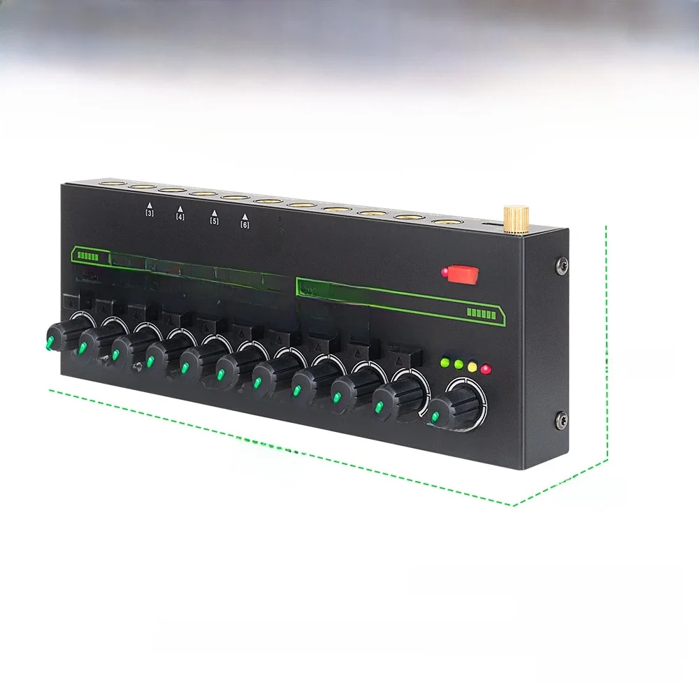 MIX1000PRO Table de mixage audio 10 canaux à faible bruit avec LED pour sous-mixage et commutateur stéréo