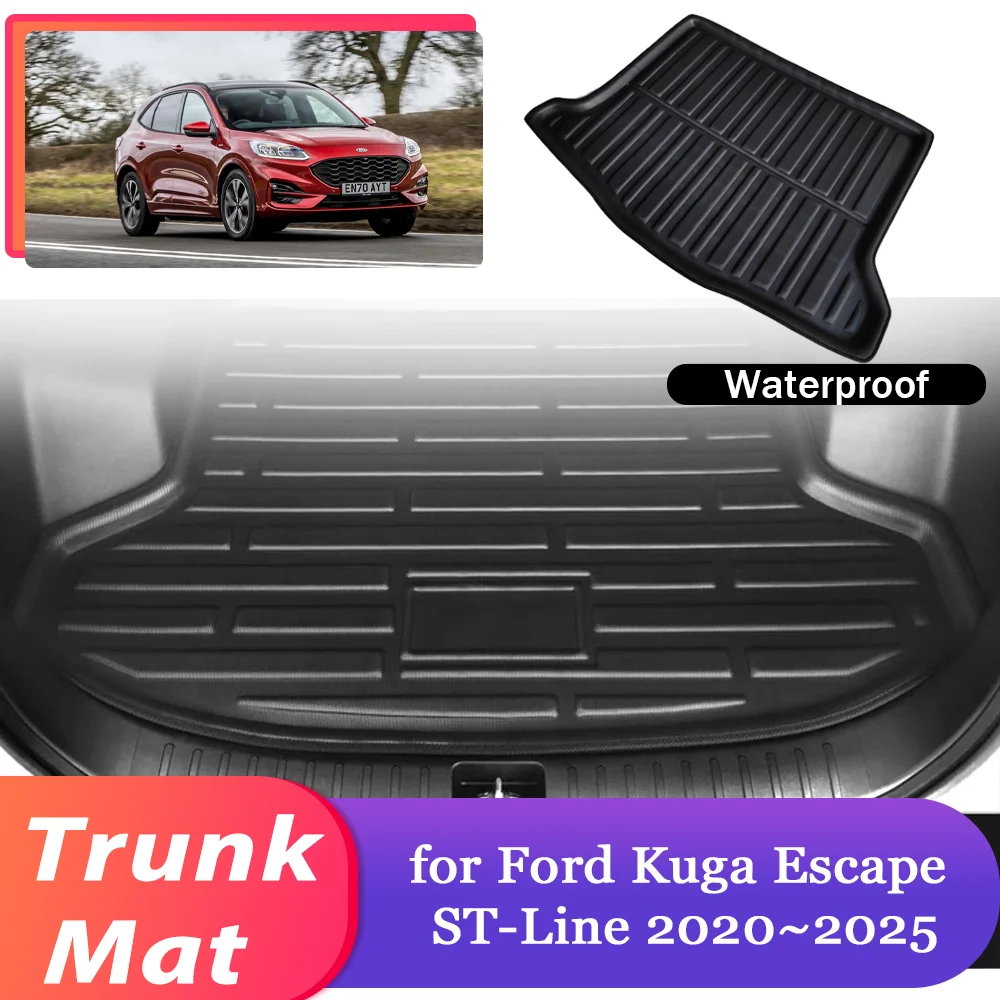 Car Trunk Mat for Ford Kuga Escape ST-Line CX482 2020~2025 2021 Luggage Waterproof Cargo Rug Pad Liner Cover Carpet Accessories