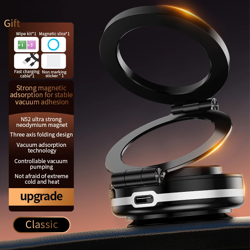 

360° Magnetic Car Mount Mobile Phone Holder For Magsafe Suction Cup Stand Support Bracket With Vacuum Suction for Navigation