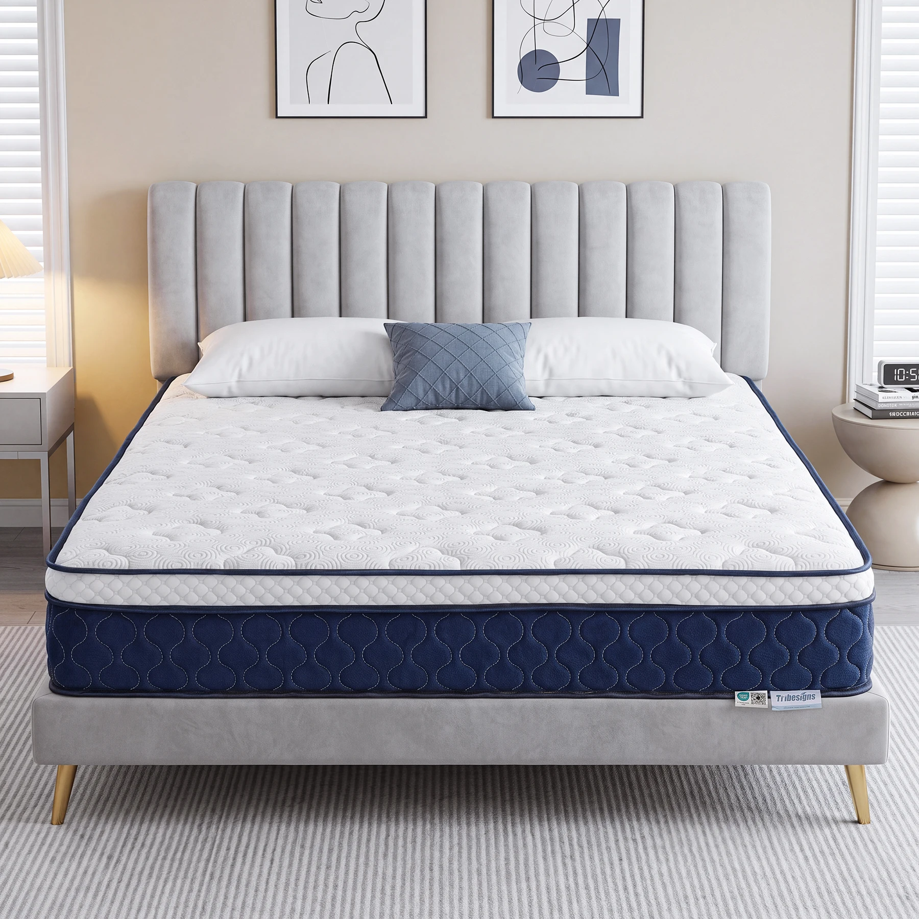 Materasso a molle con 9 zone di supporto, imbottitura in memory foam con gel, rivestimento in lyocell, modello H3.