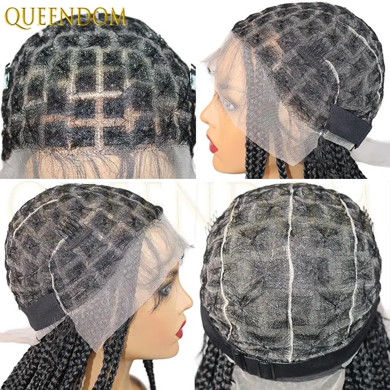 24 بوصة الاصطناعية كامل الدانتيل جديلة شعر مستعار آلهة كورنو صندوق الضفائر شعر مستعار مع أطراف مجعد أومبير شقراء Knotless شعر مستعار مضفر