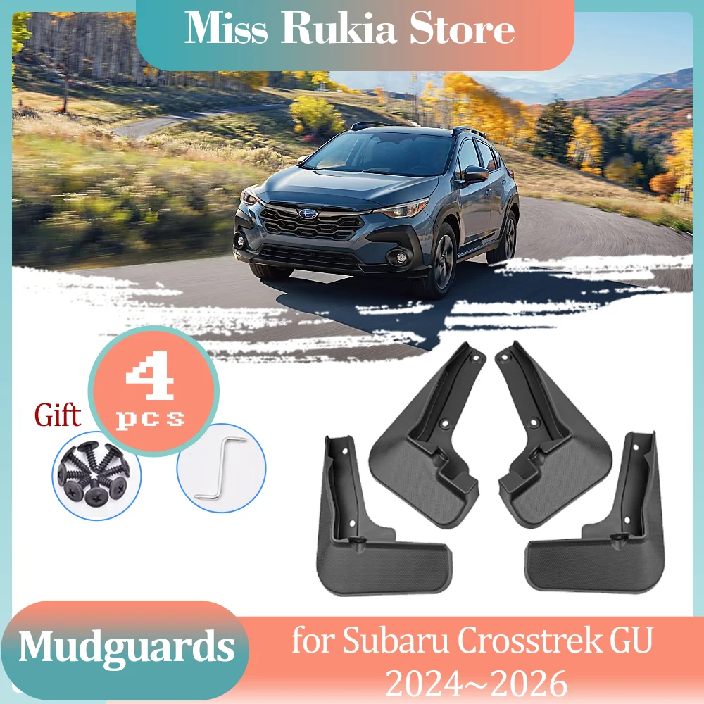 4pcs Mud Flaps for Subaru Crosstrek GU 2024~2026 2025 Mudguards Splash Fender Flares Spoiler Front Rear Guards Cover Accessories