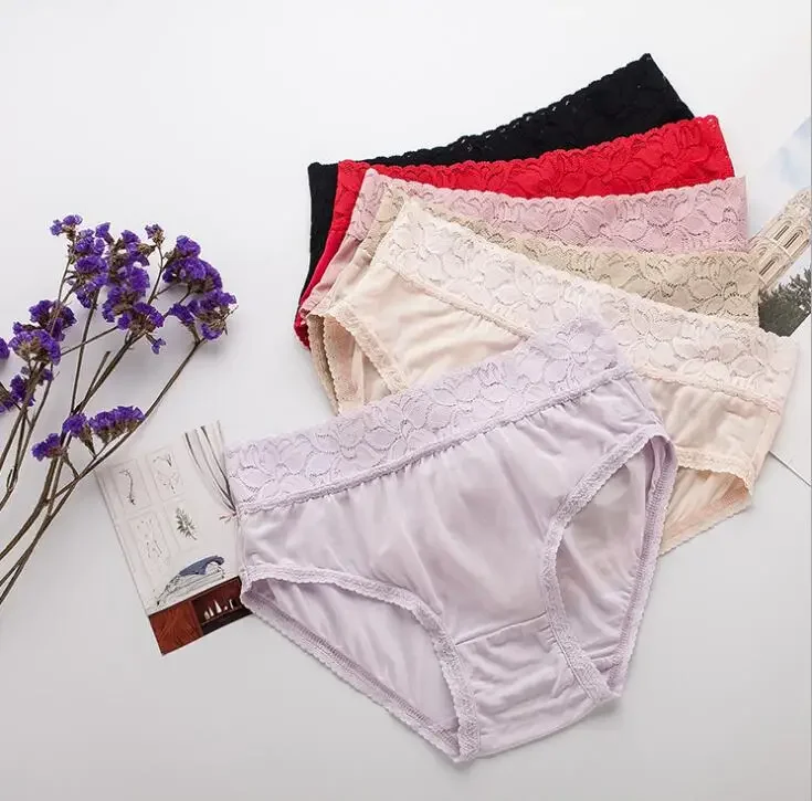 5 paczek 100% jedwab damskie majtki majtki koronkowe bielizna bielizna M L XL SG004 — zdjęcie 2