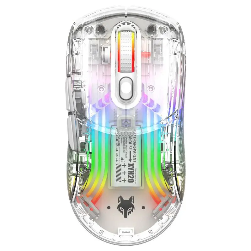 

Wireless Mouse Transparent Gaming Mouse Bluetooth 2.4G Three Mode 6 Key RGB Backlight Mouse XYH20 5 DPI Adjustment 500mAh Type C