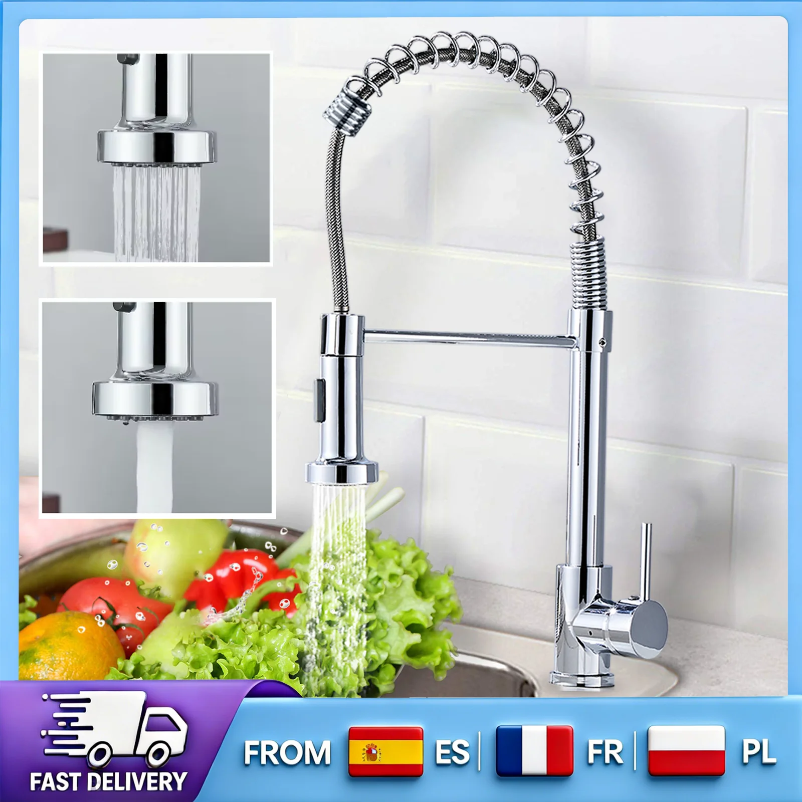 Robinet de cuisine en laiton massif, anti-goutte, avec valve en céramique et bec pivotant, mitigeur eau chaude et froide, accessoires complets pour cuisine domestique