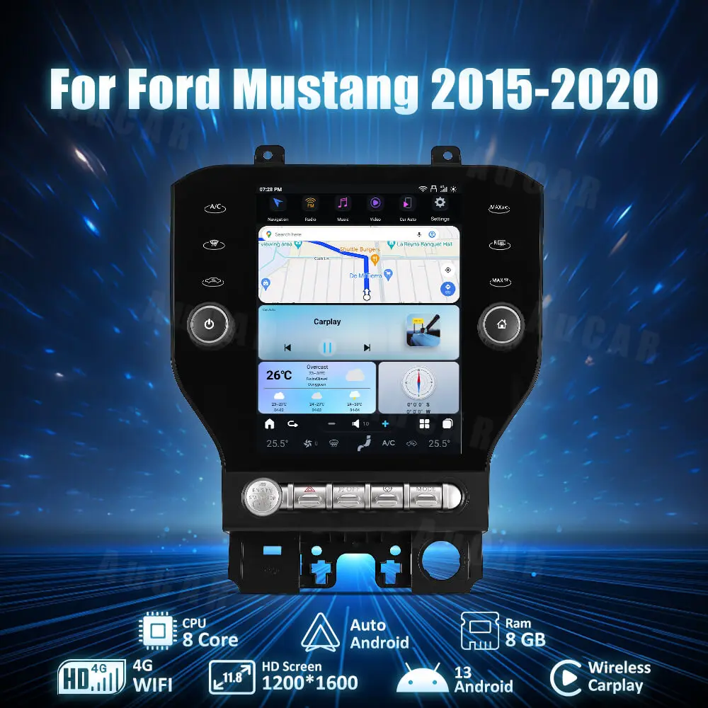 

AuCar 11.8 Inch Tesla Android 13 Car Video Multimedia DVD Player For Ford Mustang 2015-2020 Stereo Head Unit Car GPS Navigation