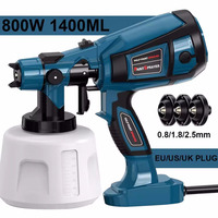 1400ML Electric Spray Gun 800W High Power HVLP Paint Sprayer Auto Furniture Steel Coating Airbrush for Home DIY With 4 Nozzles