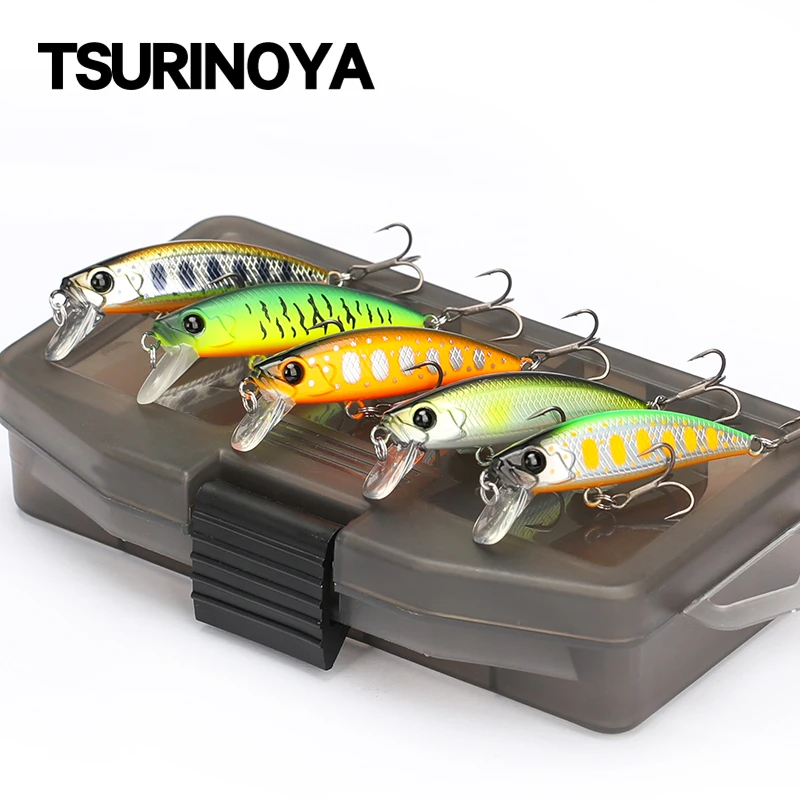 Zestaw TSURINOYA Intruder 51S, 5 sztuk przynęt typu sinking minnow z pudełkiem na przynęty, 46mm 5g, twarde przynęty do łowienia pstrągów, ajingów, okoni, szczupaków w strumieniach i jeziorach, zestaw wędkarski.