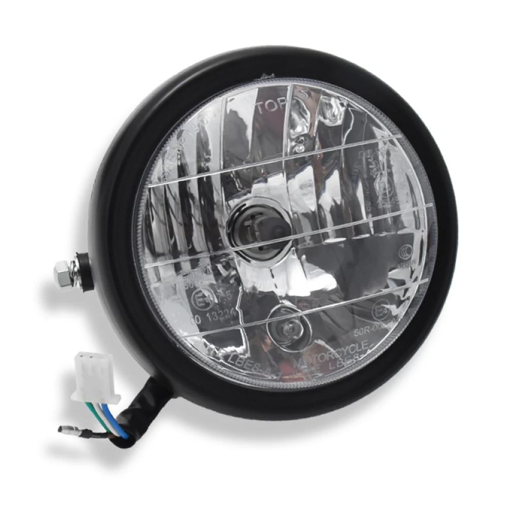 Torvian 6.5 Inch Retro Motorcycle Headlight Grill Mesh Cover Universal Modified Front Headlamp with DRL Daytime Running Light