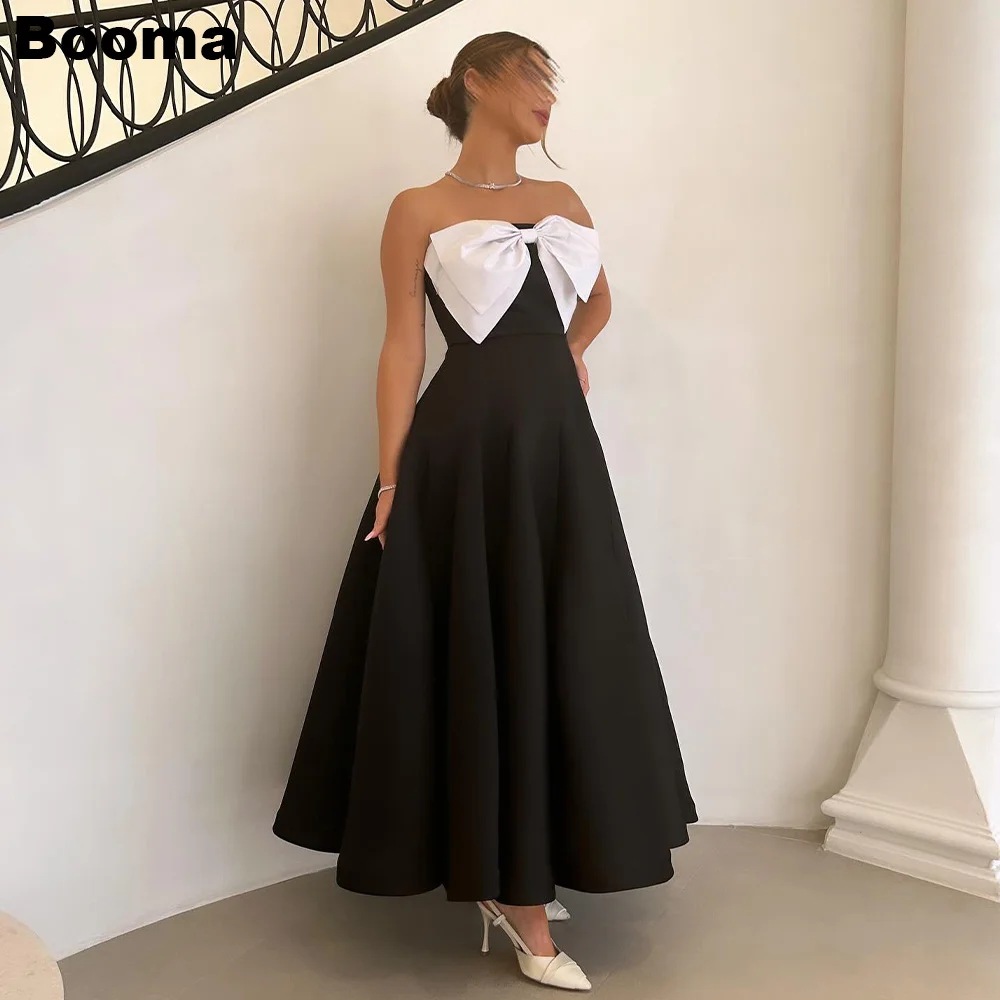 

Booma A-Line Evening Dresses Strapless Sleeveless Formal Occasion Dresses with Bow Ankle Length Party Gowns Dubai Customized