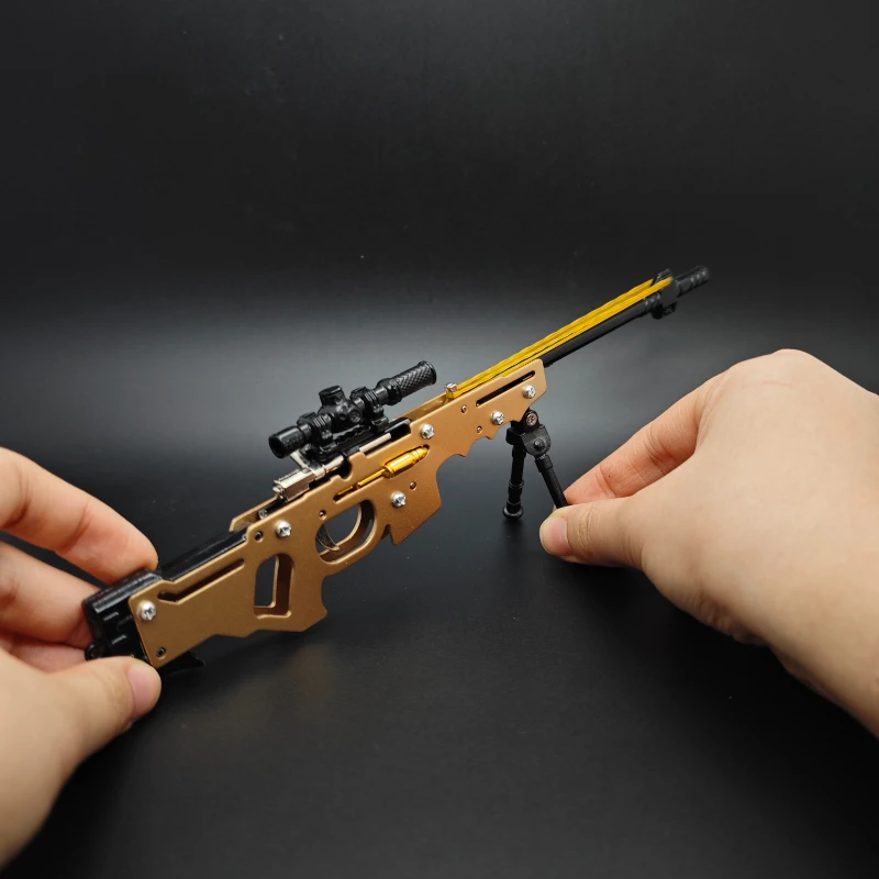 AWM سبيكة 25 سنتيمتر شريط مطاطي بندقية انفصال لعبة اطلاق النار نموذج الحلي أفضل هدية عيد لجامع المسدس