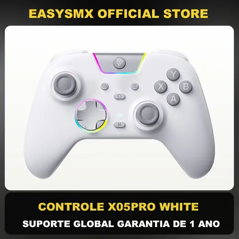 EasySMX X05 Pro Controle de jogo sem fio RGB compatível com PC/Switch/Celular/TV/Steam, efeito Hall, motores Dual Rumble
