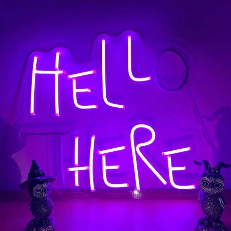 Imagem -05 - Custom Led Neon Sign Ghost Alien Hell Aqui Gameroom Quarto Wall Decor Luz Usb Holiday Party Aniversário para Namorado